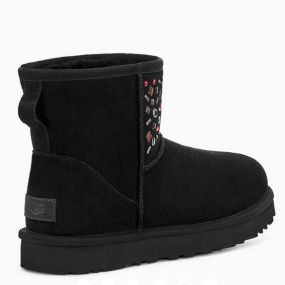 SALE! UGG Classic Mini Stud II Black Boots - Picture 2 of 5